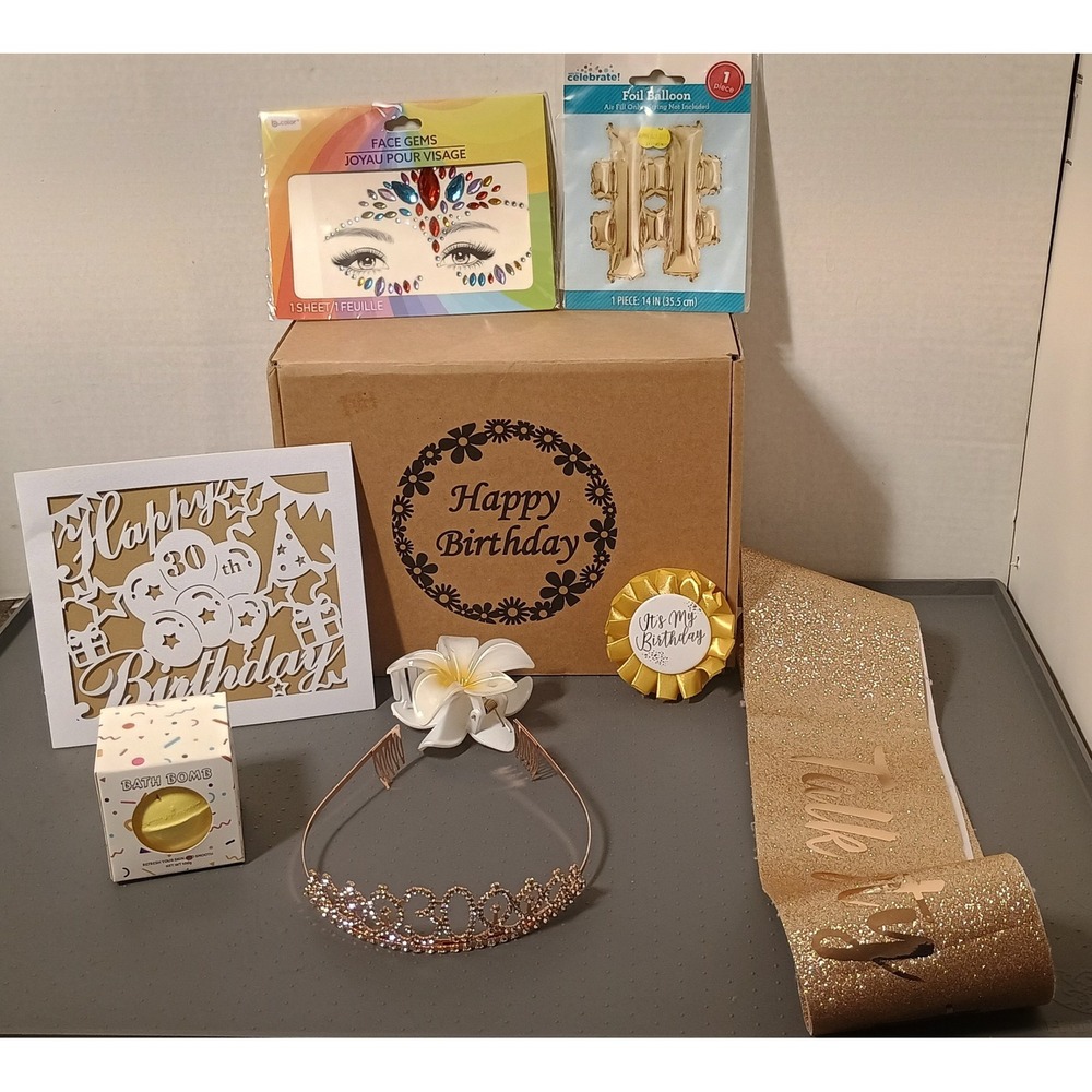 Unbranded 30th Birthday Gift Set Women OS Gold New Tiara Sash Decorations